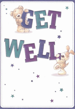 Stepping into the friendly world of this get well card, one is welcomed by two charming figures-a comforting teddy bear and a playful puppy-each lending their joyful spirit to a message of hope, reminiscent of the camaraderie found on Highgate's bustling High Street. The bear, with its soft, honey-coloured fur, sits atop the bold 'GET,' while the puppy, lively and expressive, nestles near the vivid 'WELL.' Surrounding them, stars in cool tones of purple and teal seem to sparkle like evening lights above the Heath, infusing the scene with optimism and cheer. The bold, rounded typography pops against a serene white backdrop, echoing the clarity and promise that comes with each dawn in Highgate's green spaces. These gentle, inviting shapes communicate a sense of nurturing, much like a hand-tied bouquet arranged by a florist who knows exactly which blooms will lift the heart. The artwork's thoughtful details are a testament to Highgate's tradition of care-each element designed to bring comfort, positivity, and healing. Whether sent on its own or paired with a bouquet delivered from Archway Road, this card radiates sincere wishes, making every recovery just a little bit brighter.